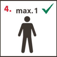 Zeichnung einer Person, darüber die Beschriftung „max. 1“. Daneben ein grünes Häkchen.