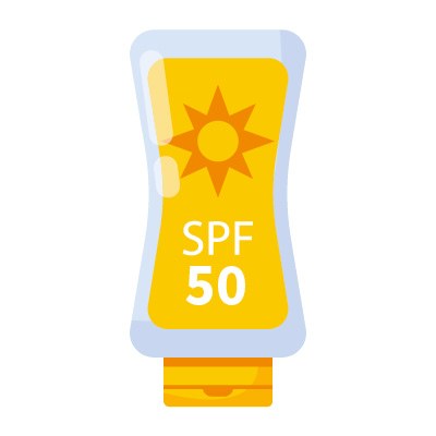 Flasche mit Sonnenschutzcreme mit Lichtschutzfaktor 50