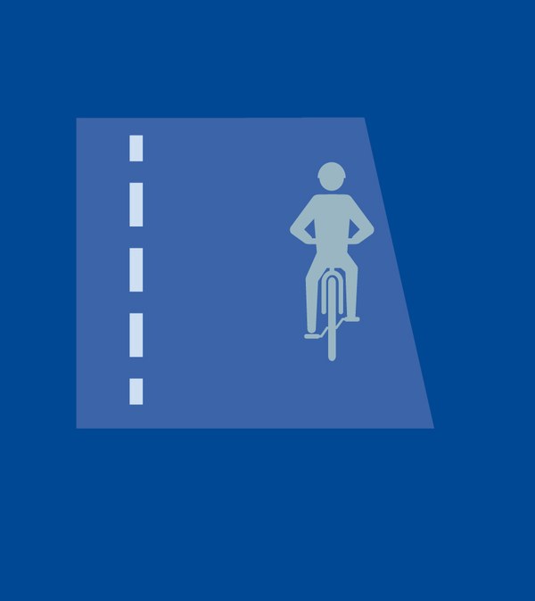 Illustration eines Radfahrers, der auf einer Straße unterwegs ist.